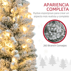 Árbol de Navidad 150 cm Árbol de Navidad Artificial Nevado con 120 Luces LED 263 Ramas y Soporte de Metal Árbol de Navideño para Salón Verde y Blanco