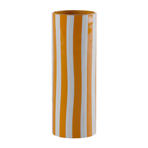 Vase cylindrique à rayures orange, grand modèle