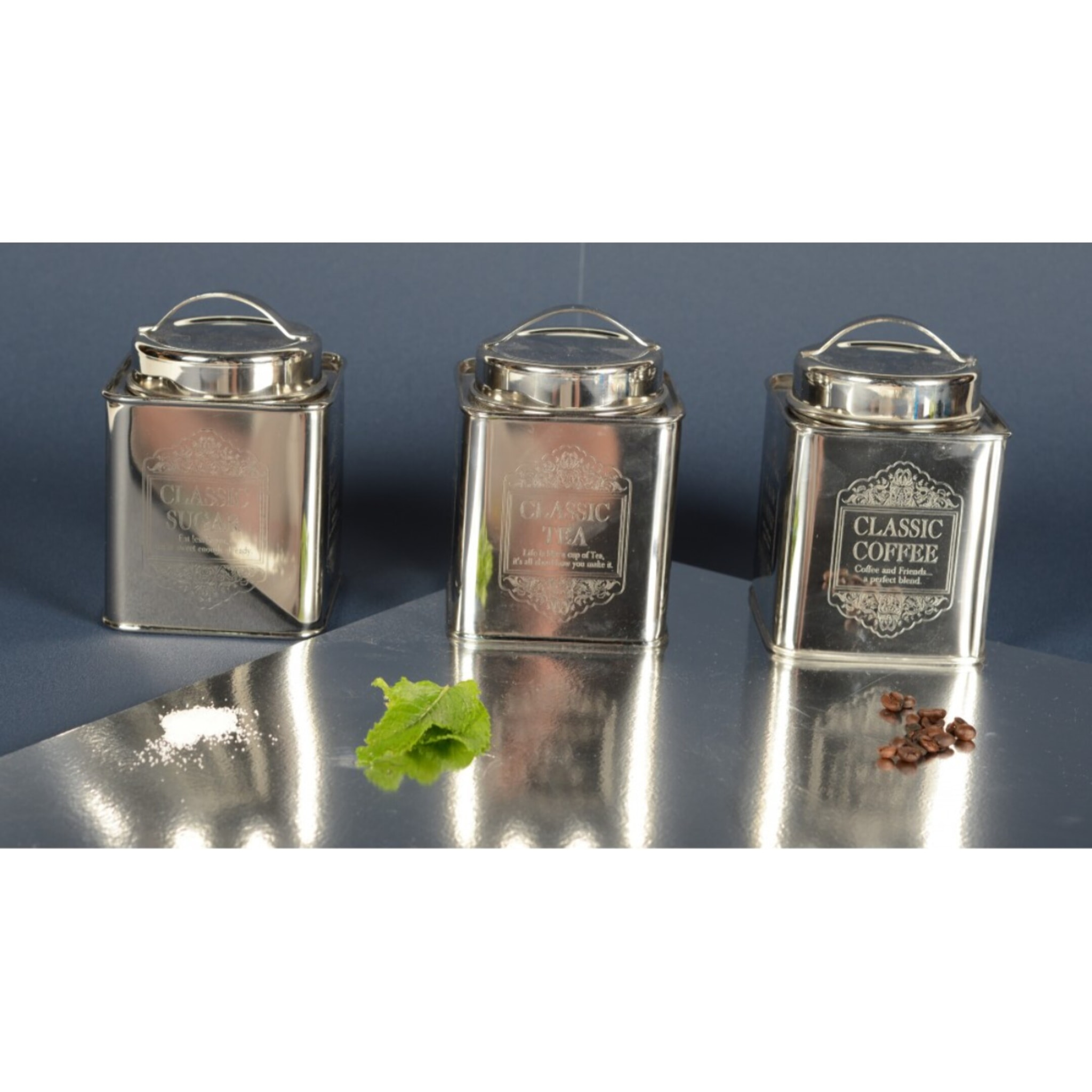 BOITE A CAFE ARGENTEE 10X10X10CM