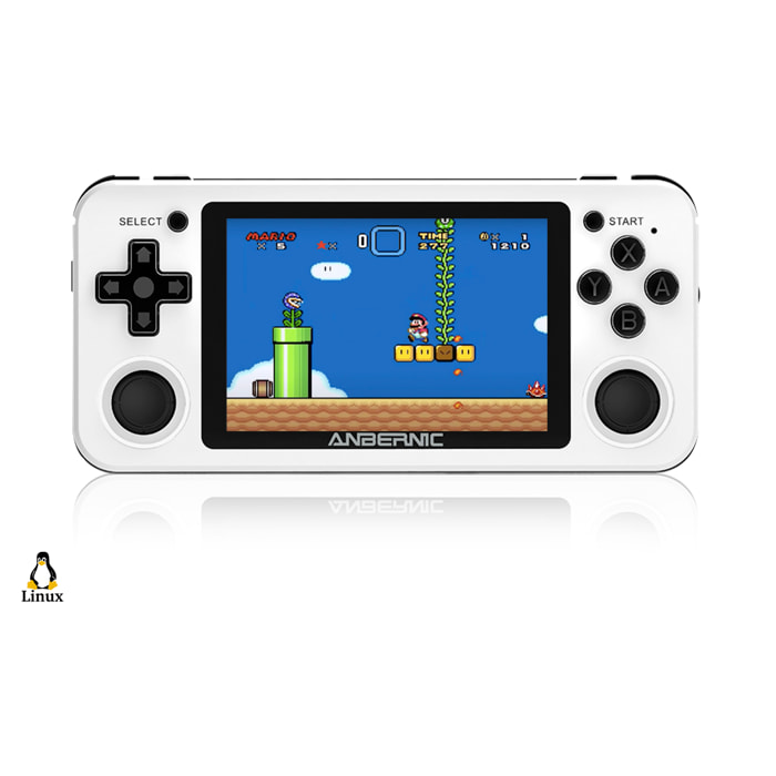 DAM Consola emulador multiplataforma RG351P. Pantalla 3,5" IPS; S.O. Linux, Quad-Core 1,5GHz, 128GB. Miles de juegos preinstalados. 15,2x1,8x7,1 Cm. Color: Blanco