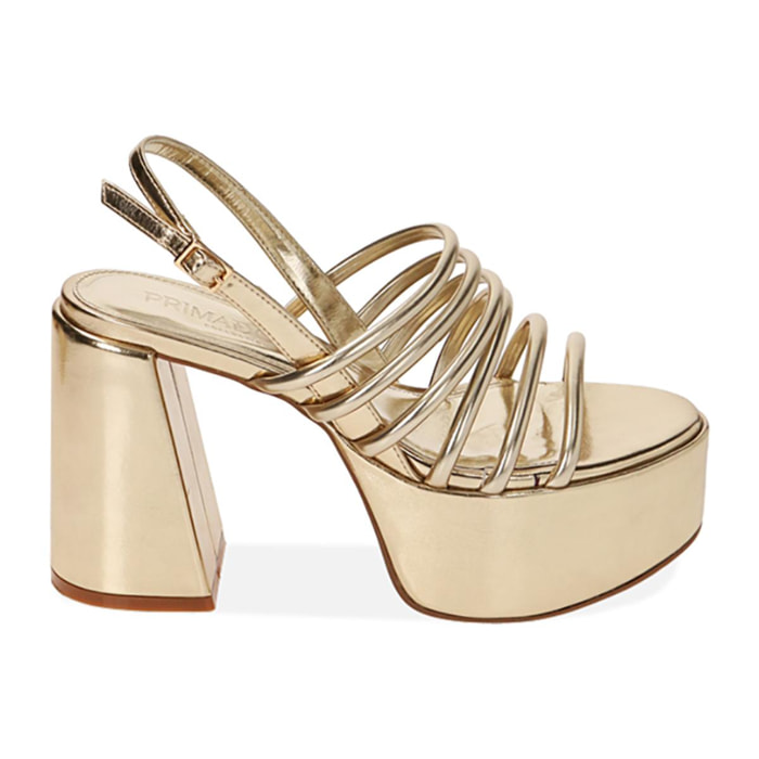 Sandali platform oro, tacco 10,5 cm