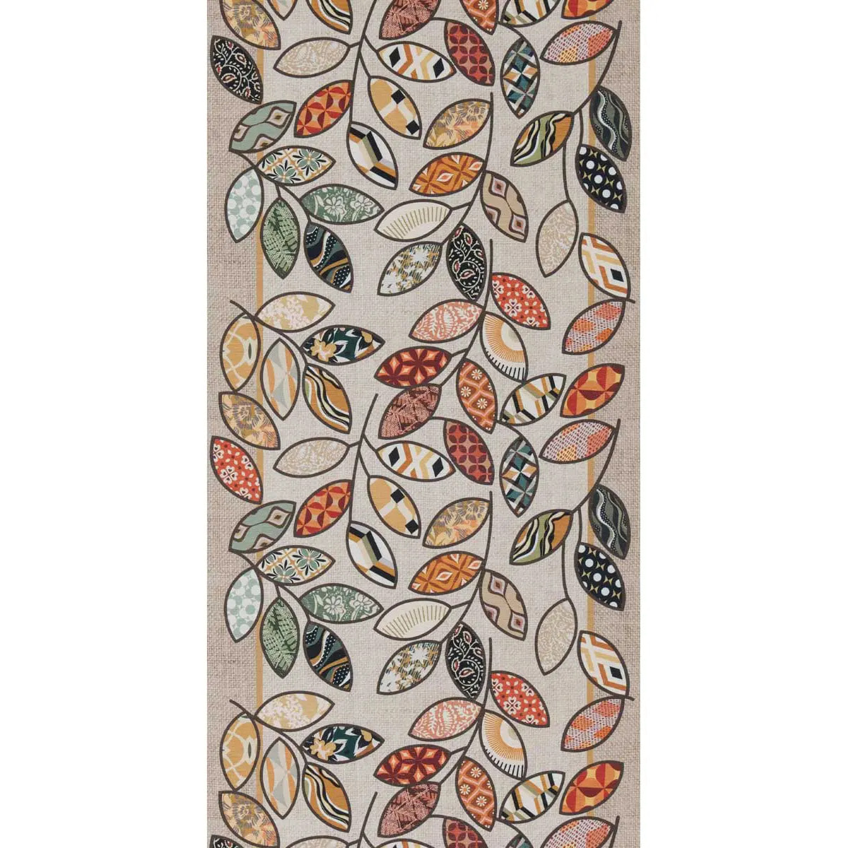 Passatoia tappeto cucina bagno ingresso multiuso, disegno foglie stile naturale