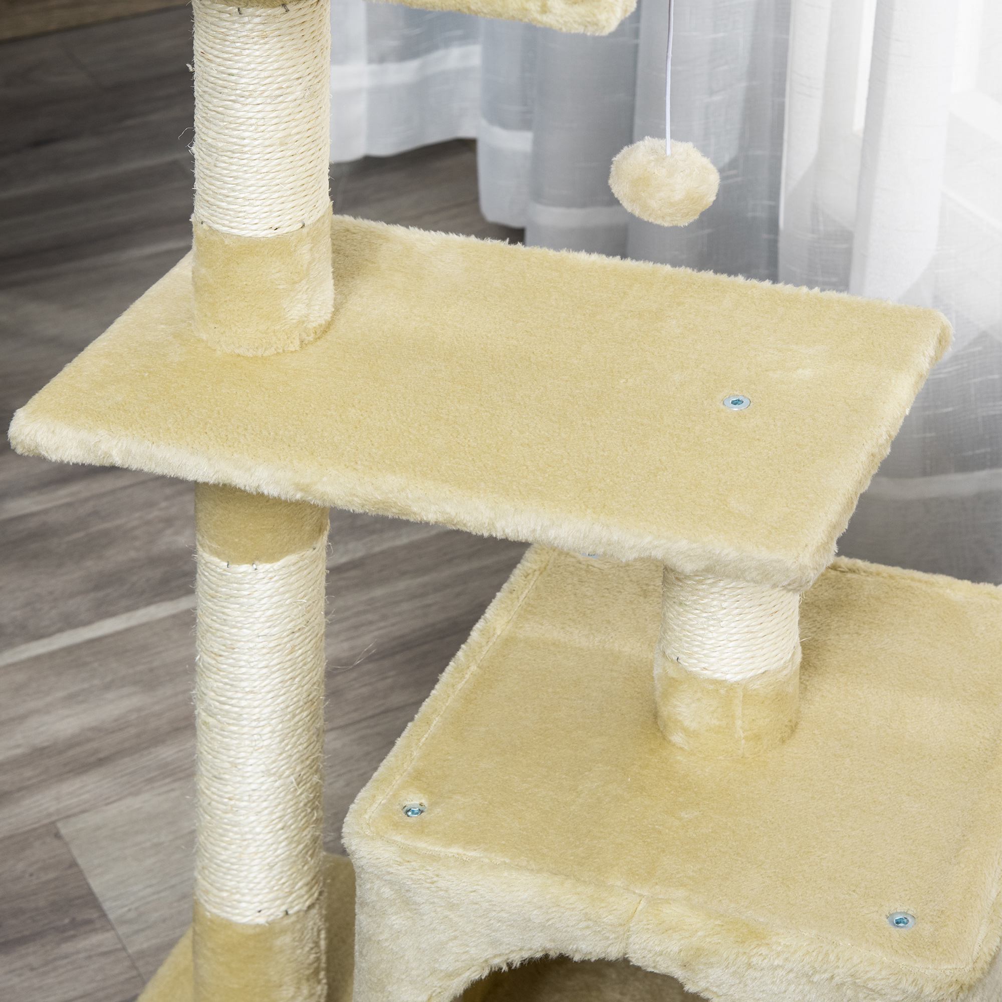 Árbol Rascador para Gatos de Felpa y Sisal 50x30x80cm Beige