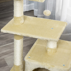 Árbol Rascador para Gatos de Felpa y Sisal 50x30x80cm Beige