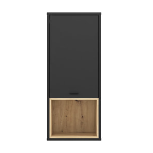 Armoire murale noire effet bois de chêne 1 porte réversible - DORY