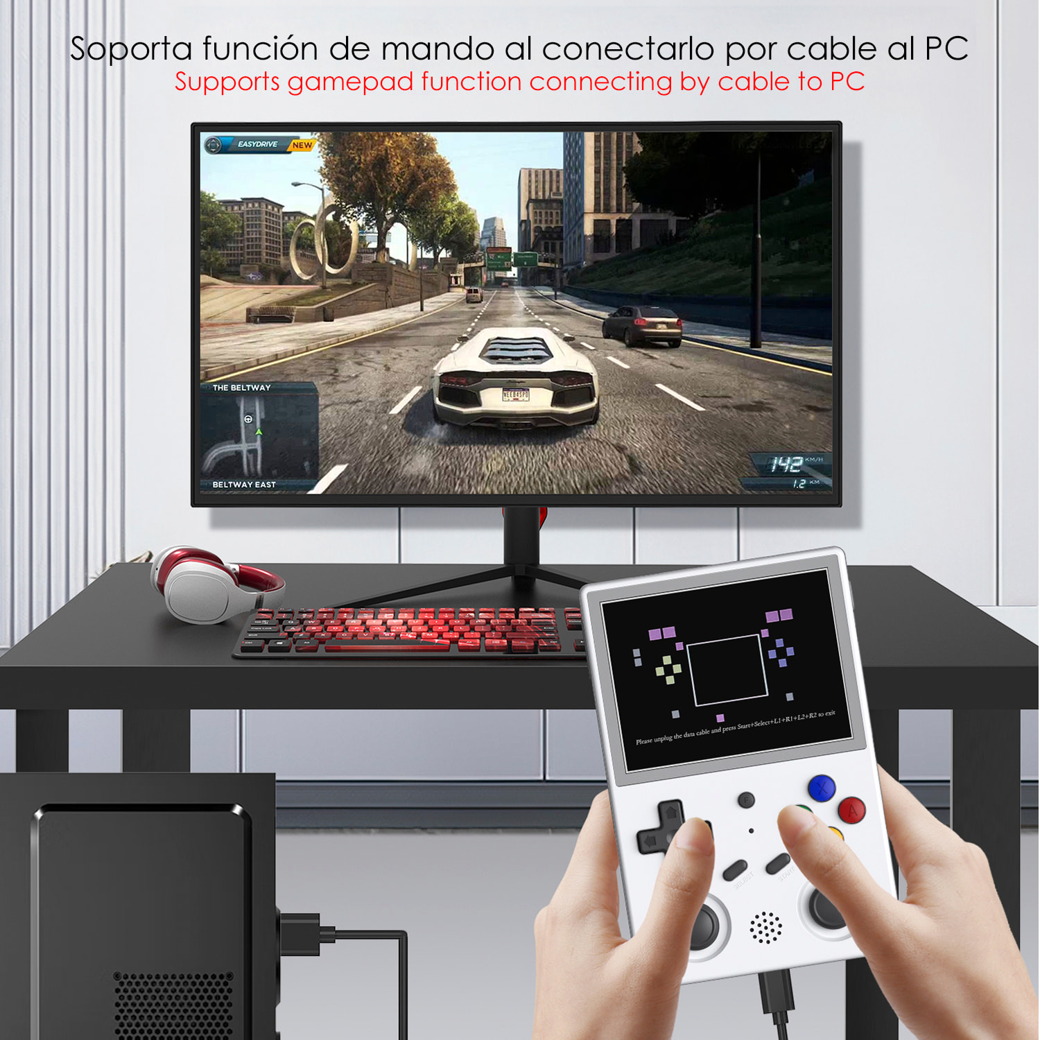 DAM Consola emulador multiplataforma RG353V. Pantalla táctil 3,5" IPS; Android 11 + Linux, Quad-Core 1,8GHz, WiFi, 128GB. +23.000 juegos. 12,6x2,1x8,3 Cm. Color: Blanco