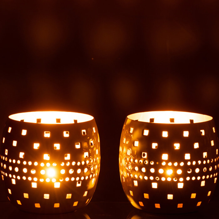 J-Line photophore Perfore - métal - vert - 2 pcs