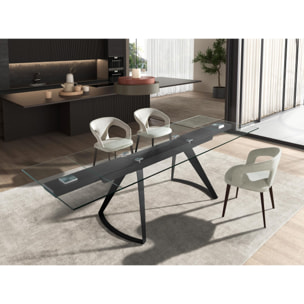 Mesa comedor Angel Cerdá extensible rectangular con tapa de cristal templado 180x100x75cm