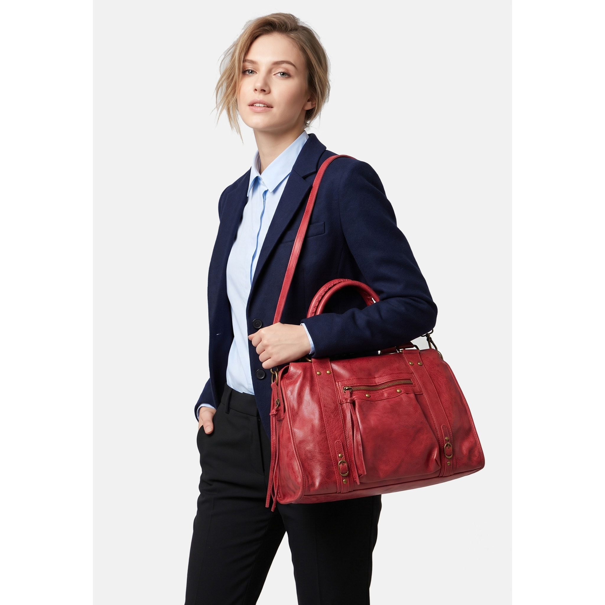 Borsa a spalla da donna - Modello Clara - Vera pelle - 41.0 x 28.0 x 13.0 cm