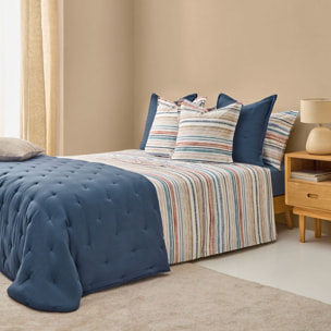 Edredón liso reversible puntos Rustcol color azul Poliéster