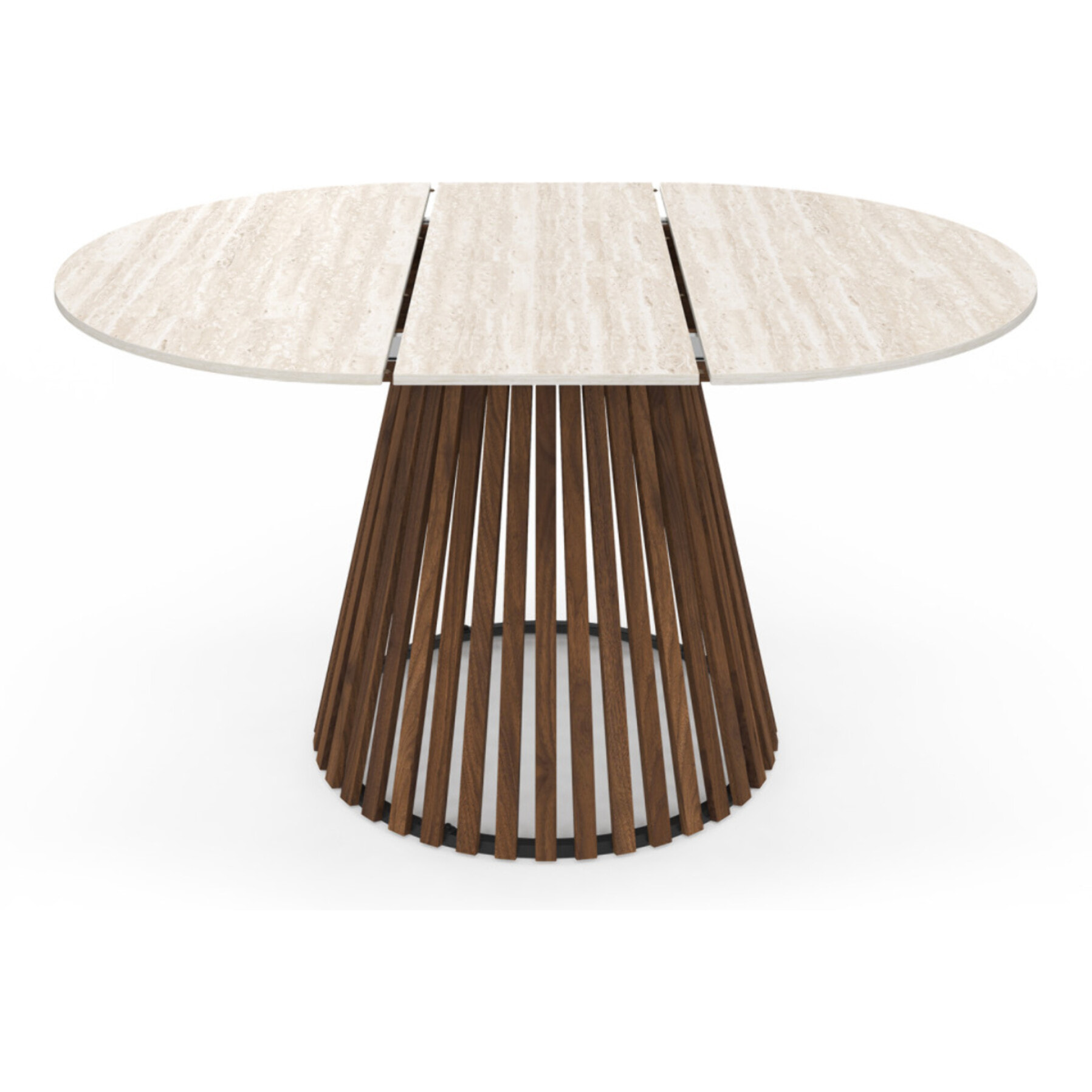 Table à manger ronde extensible Camélia Ø110-150cm effet travertin