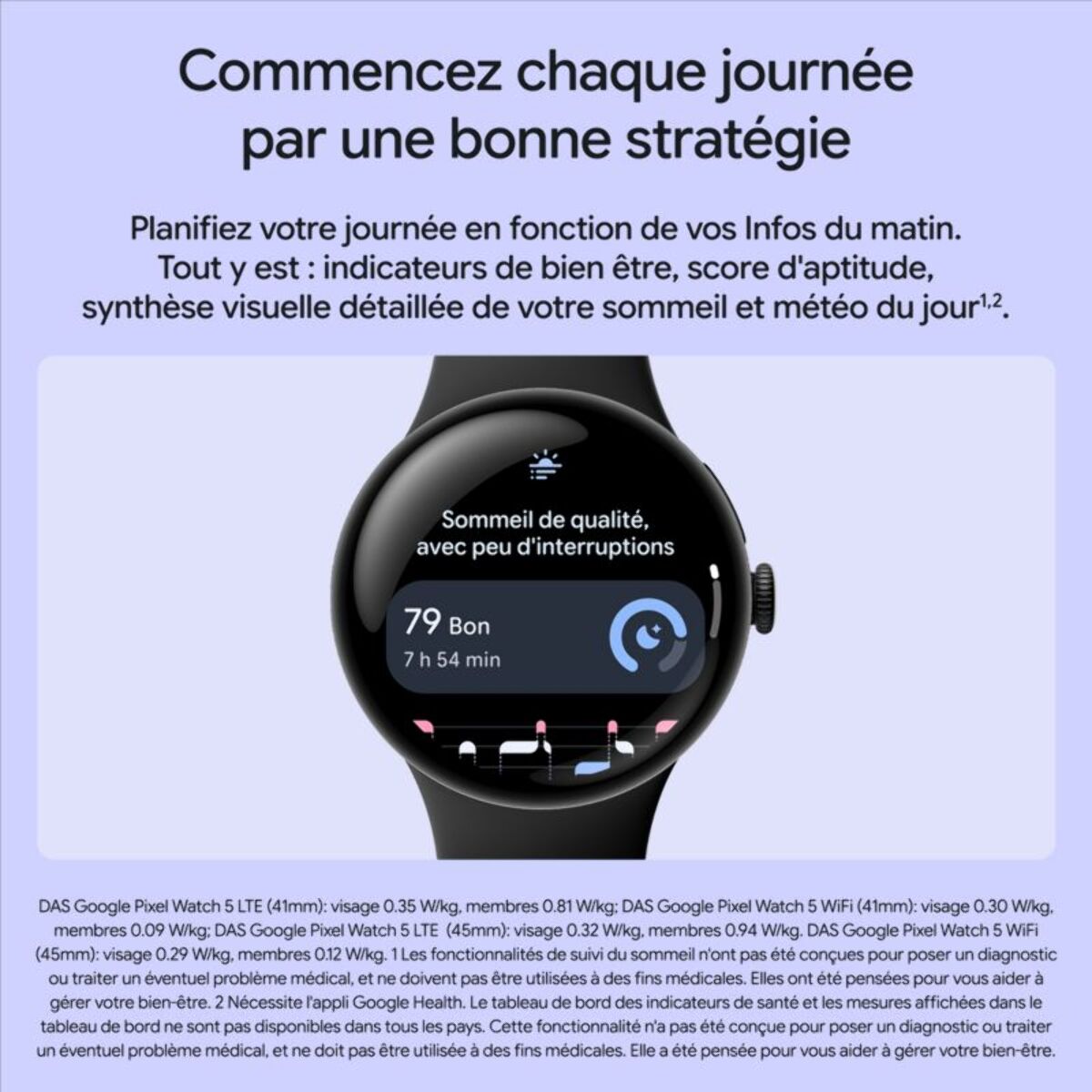 Montre connectée GOOGLE Pixel Watch 5 45mm  Noir - Noir 4G