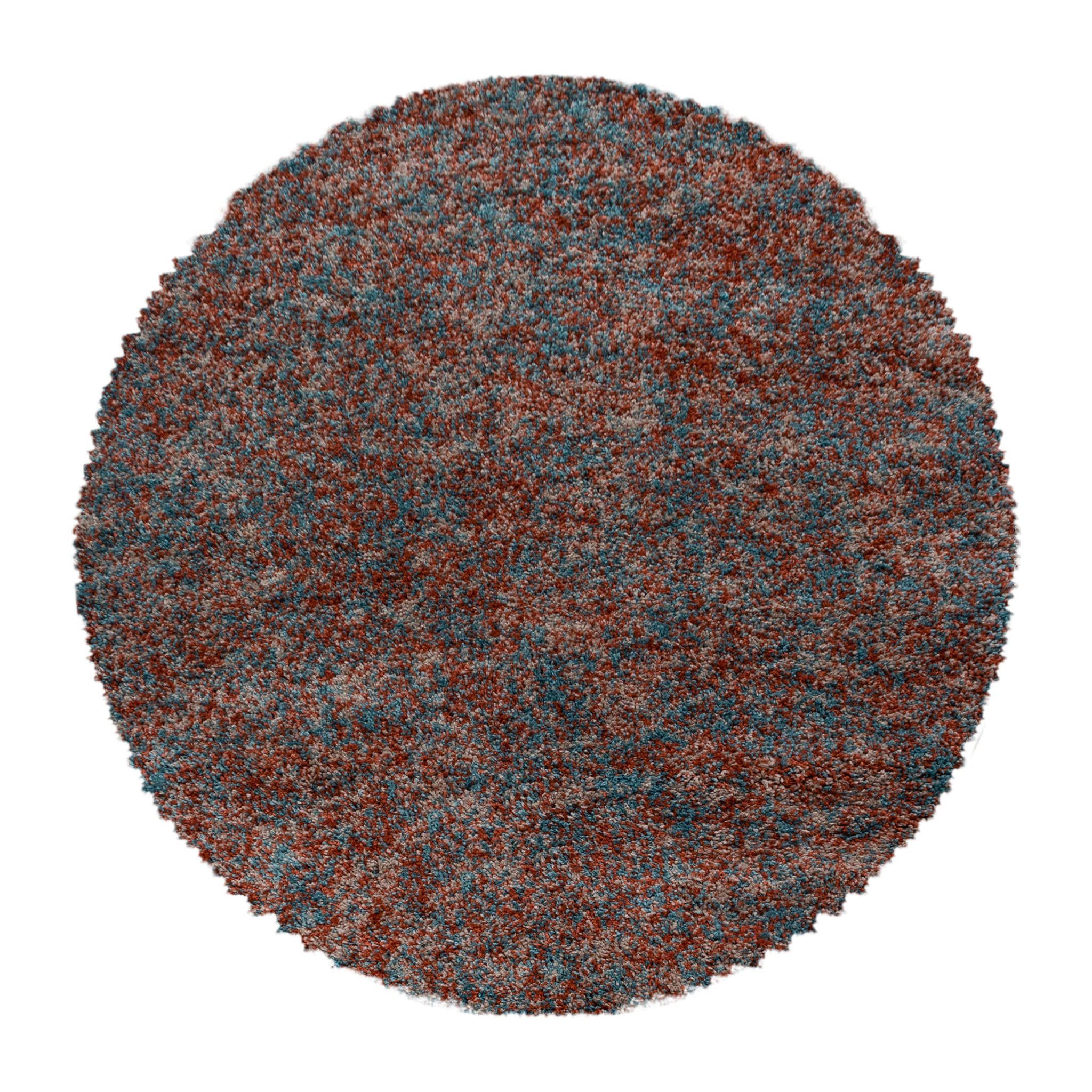 ENJOY - Tapis shaggy rond à poils longs terracotta