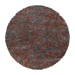 ENJOY - Tapis shaggy rond à poils longs terracotta