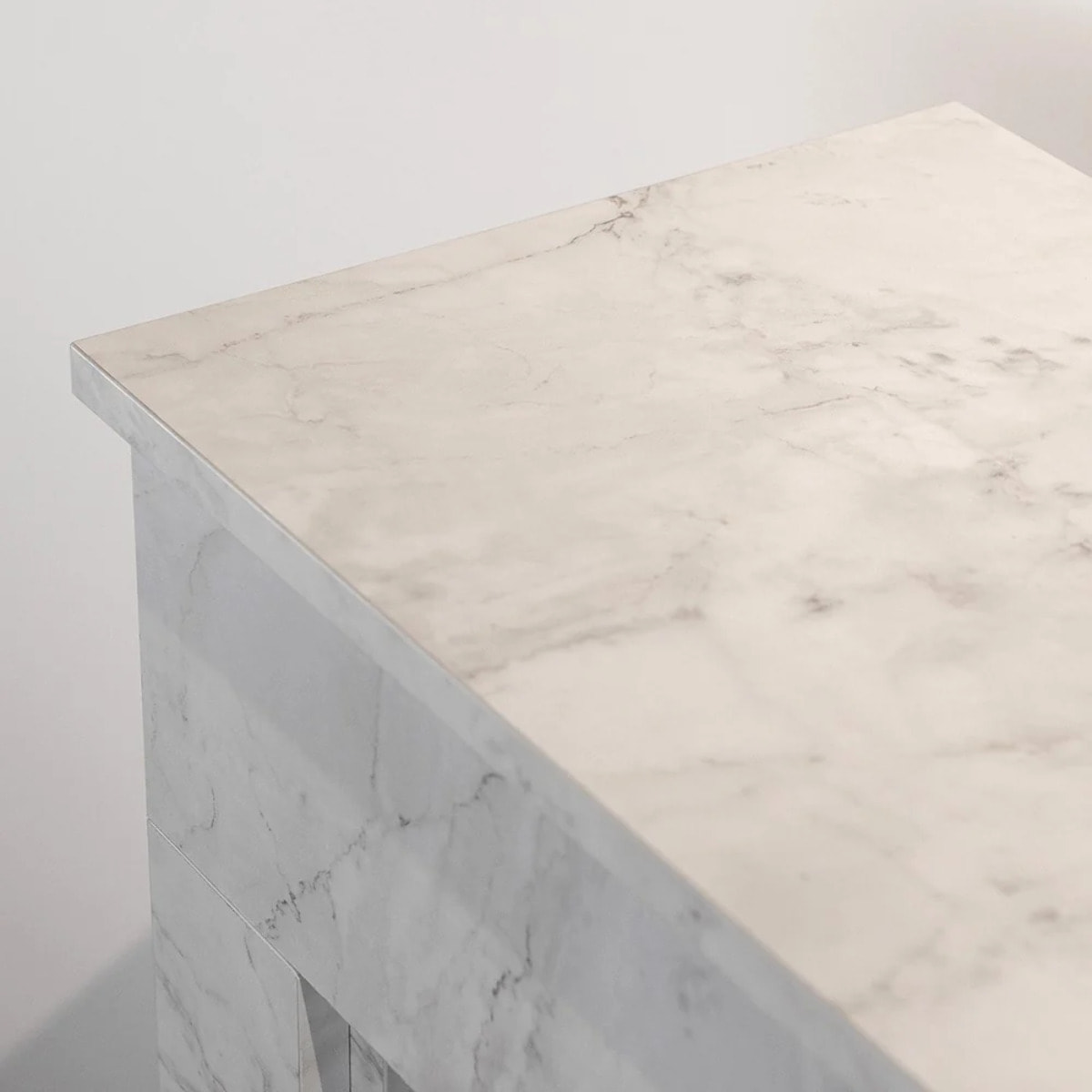 Bellini - Camino Elettrico Da Terra con Effetto Fiamma 96x96x35 cm in Legno Effetto Marmo Bianco