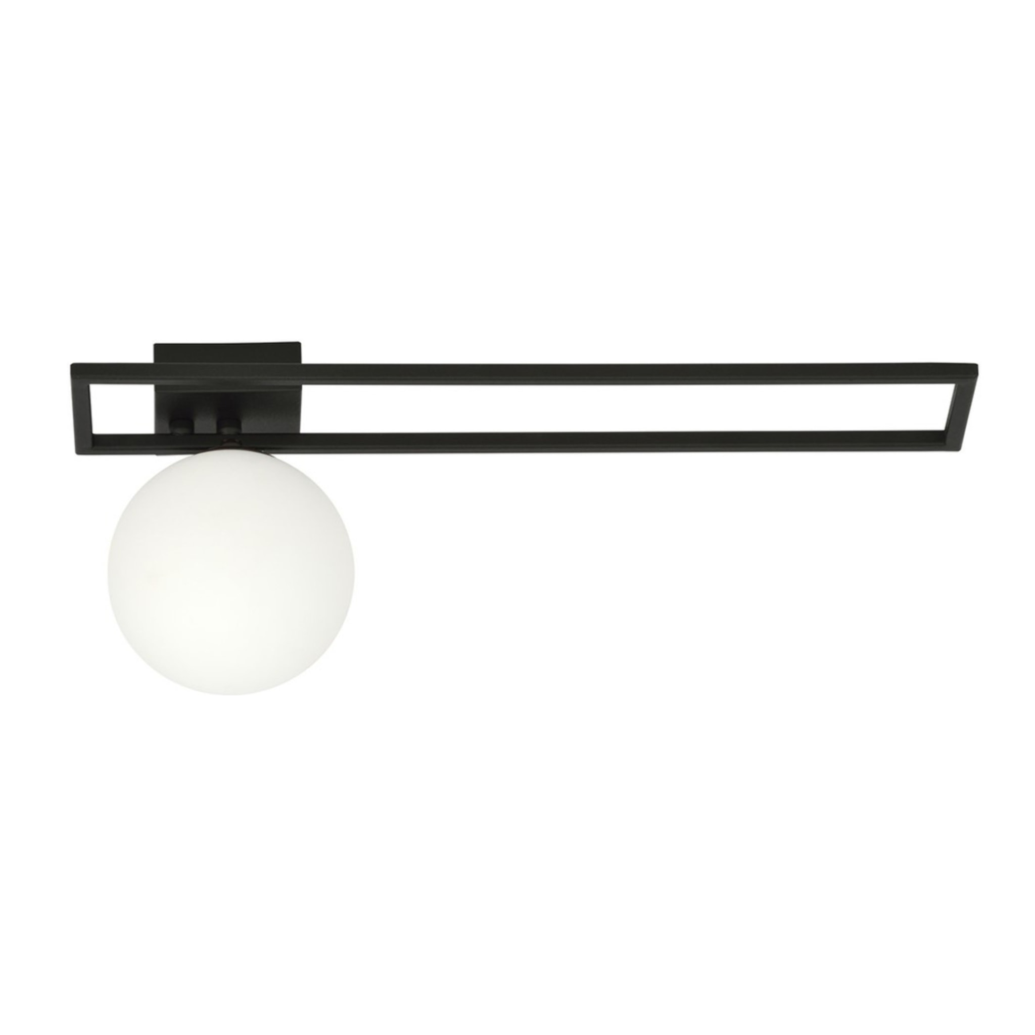 Lampada da soffitto Imago in metallo nero e vetro opale