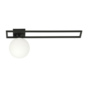 Lampada da soffitto Imago in metallo nero e vetro opale