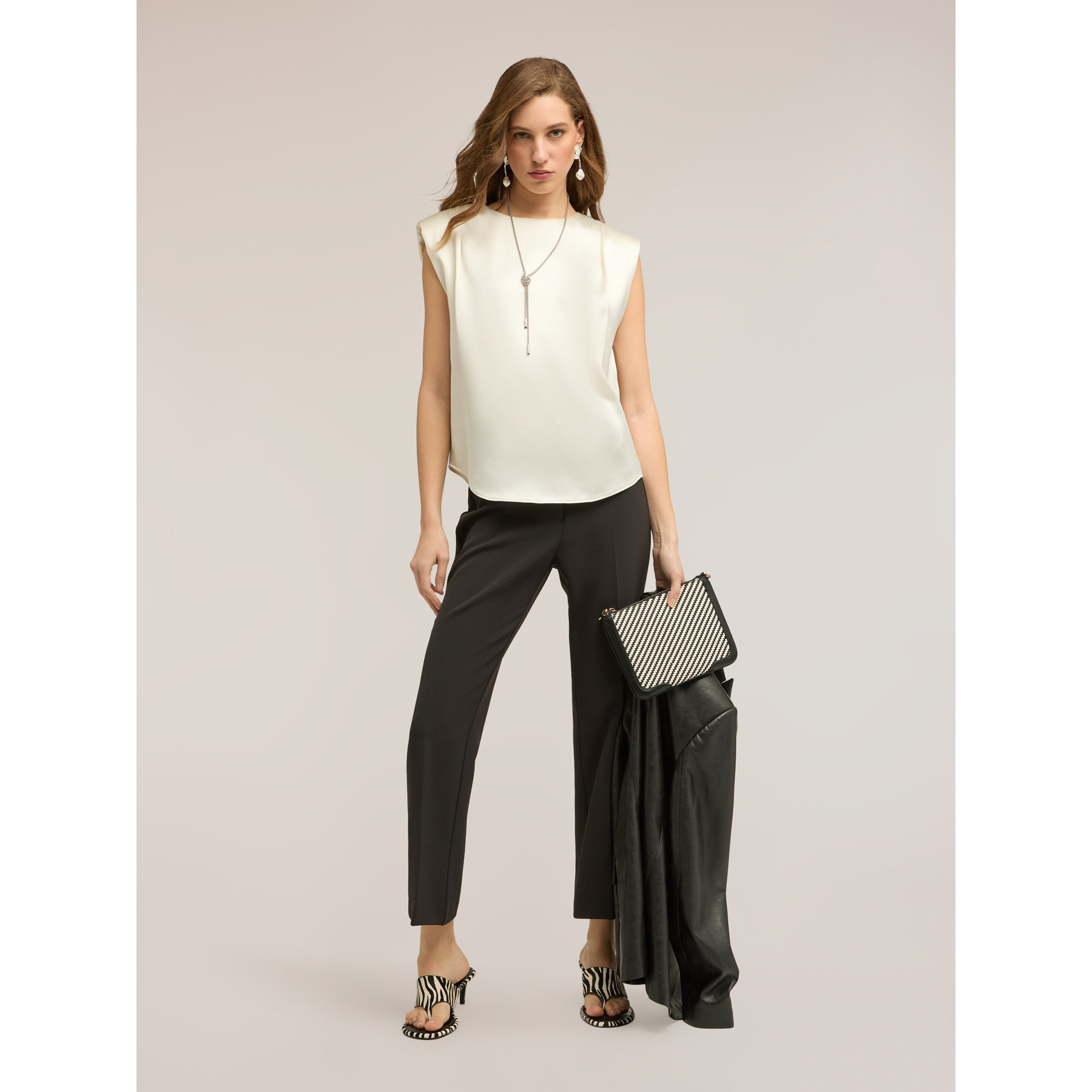 Motivi - Blusa de satén con tirantes - Blanco