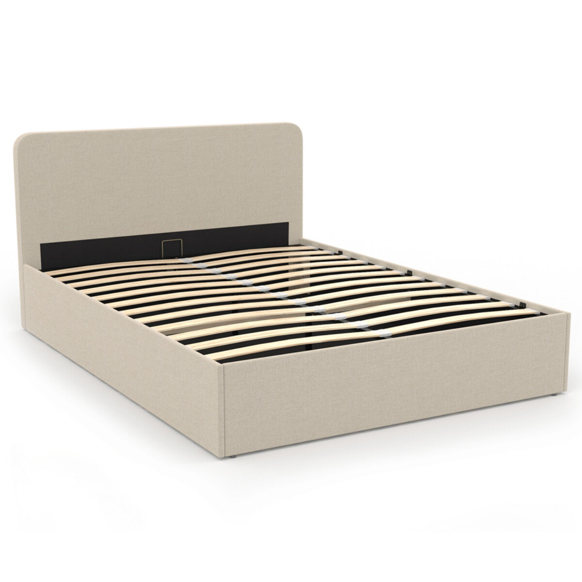 Lit coffre Louise 160x200cm tissu beige