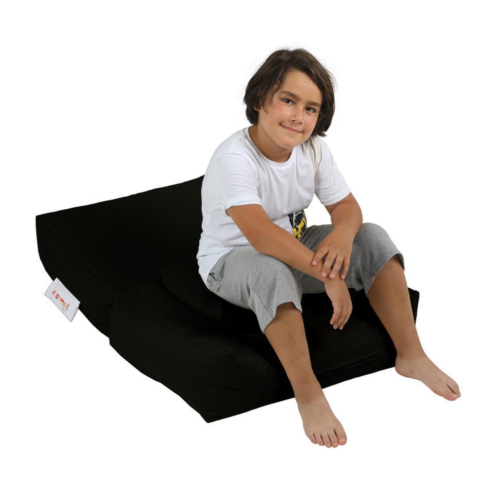 Sillón + puf para niños para exteriores negro