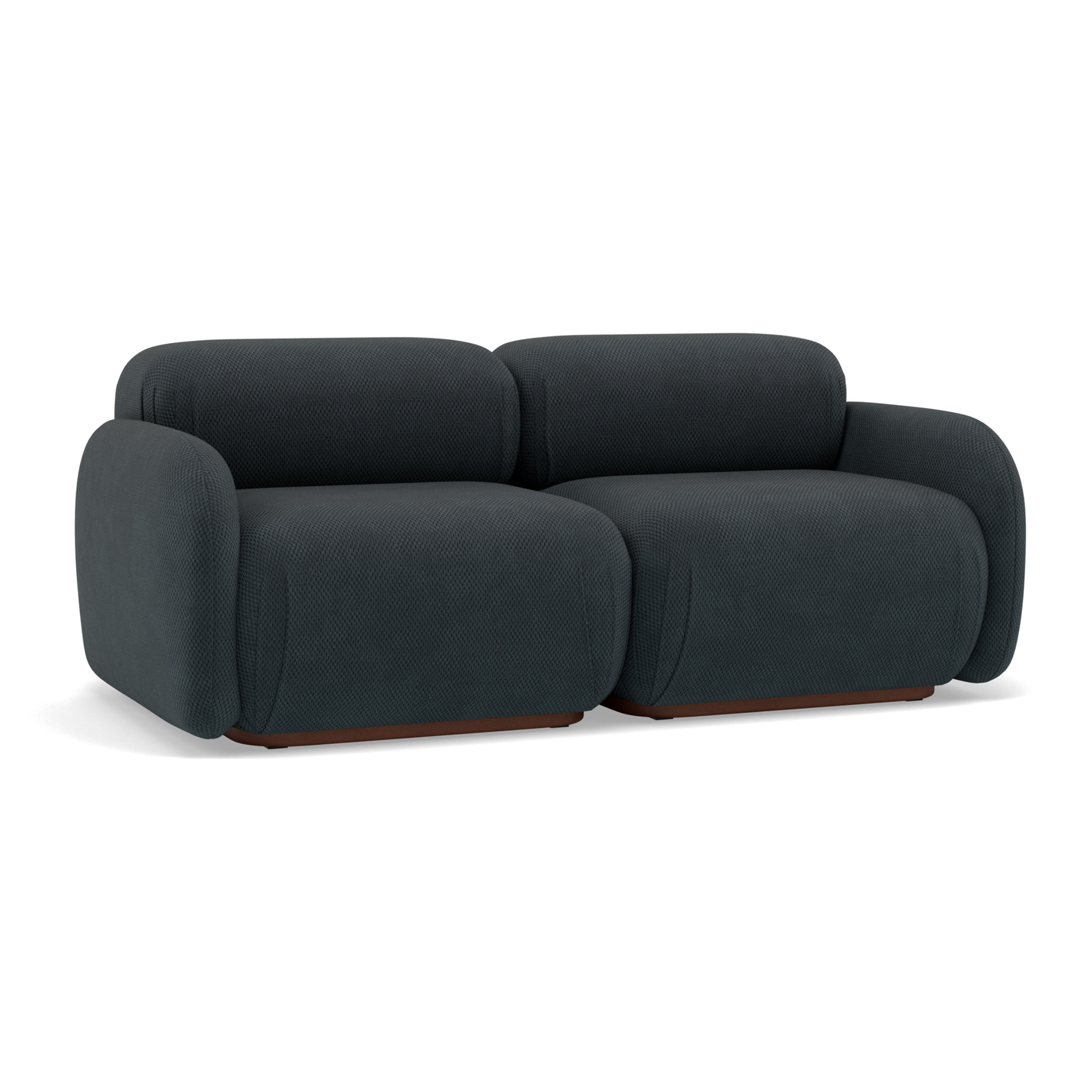 Penelope - canapé droit modulable 2 places en velours texturé - Noir