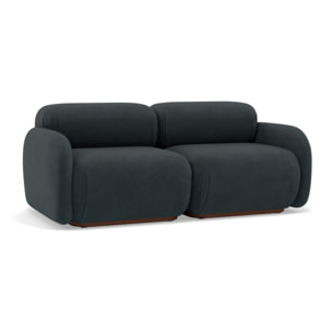 Penelope - canapé droit modulable 2 places en velours texturé - Noir
