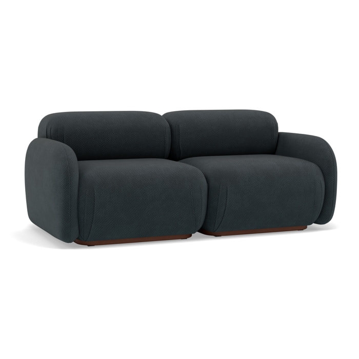 Penelope - canapé droit modulable 2 places en velours texturé - Noir