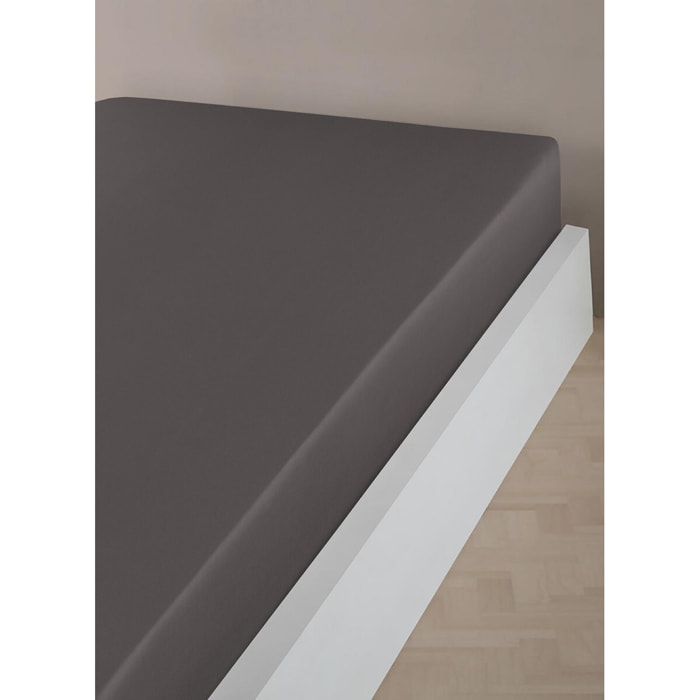 Drap housse satin de coton anthracite