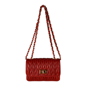 Borsa Donna in vera pelle Made in Italy colore Rosso dimensioni cm 20x12x7