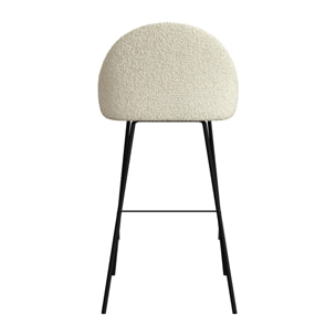Lot de 2 chaises de bar en tissu bouclette blanche 75 cm - Misty