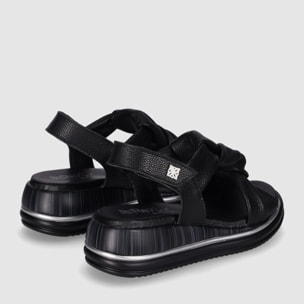 Sandalias de Piel - Negro - Tacón: 4 cm