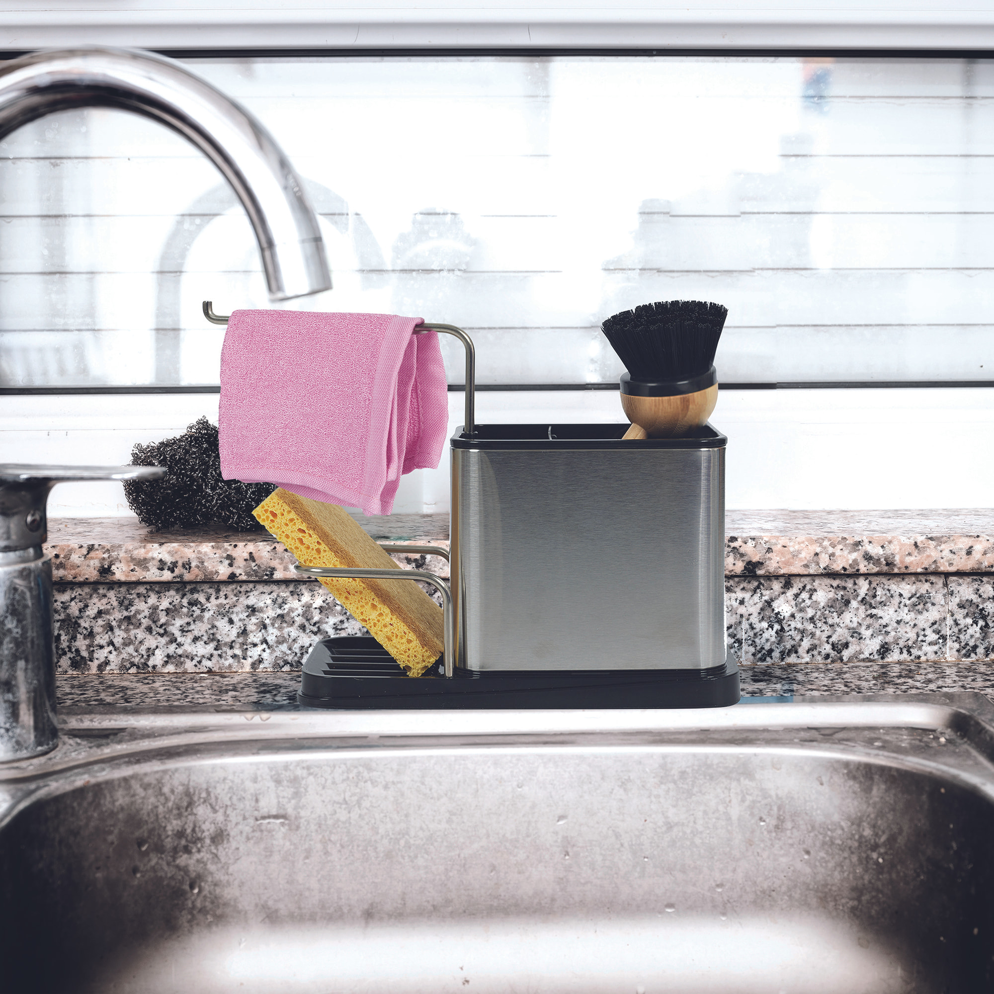 Porte Eponge Et Brosse Inox 22x10x13cm