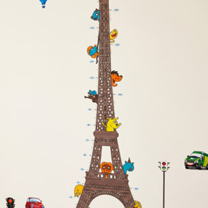 Stickers Muraux décoration adhésifs toise Tour Eiffel pour enfants avec animaux et avions