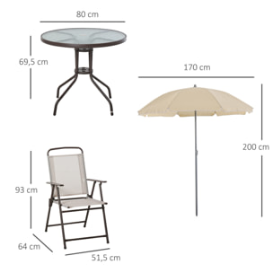 Conjunto Muebles Jardin 4 Sillas Mesa de Comedor Redonda Sombrilla Parasol