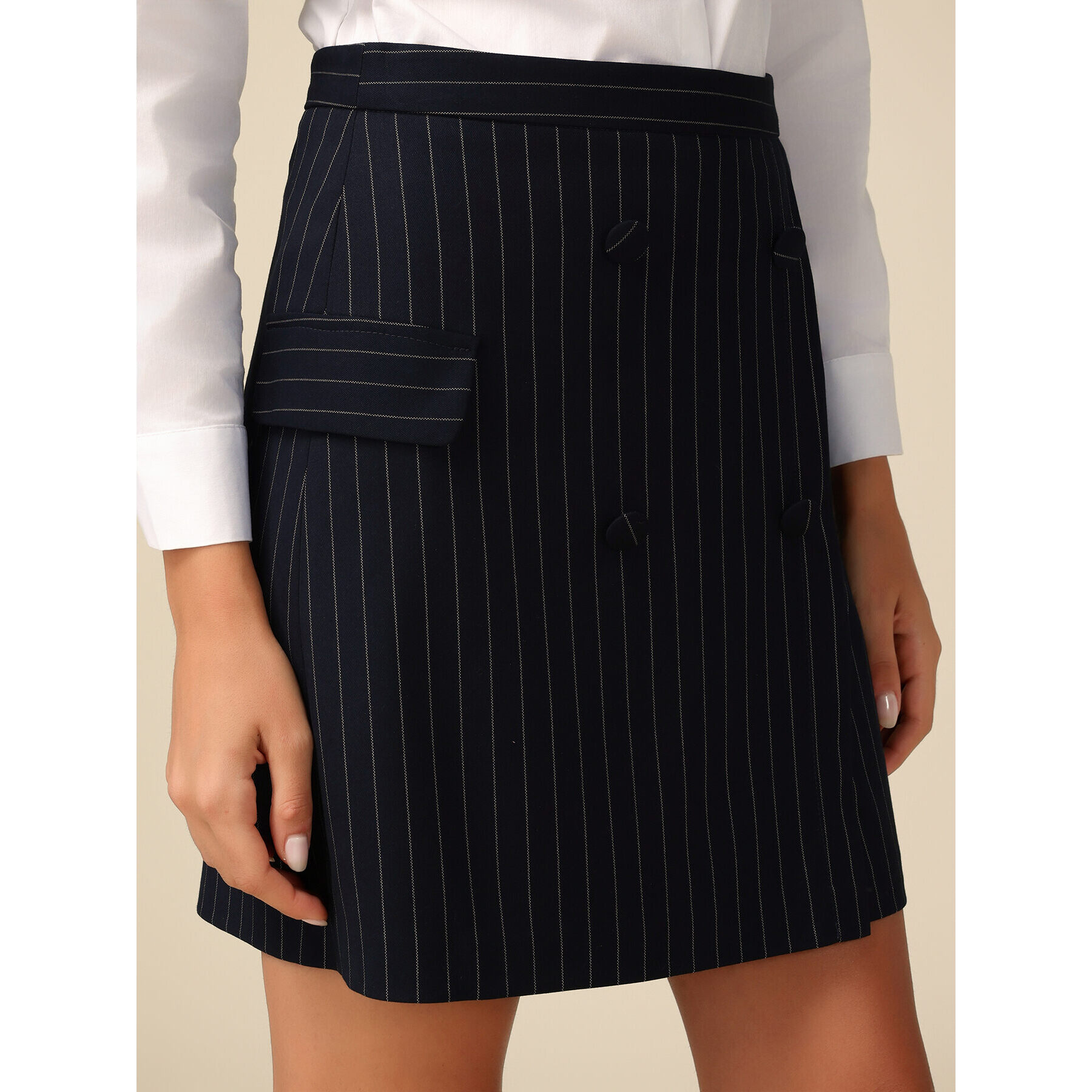 Oltre - Minifalda de rayas diplomáticas - AZUL MARINO