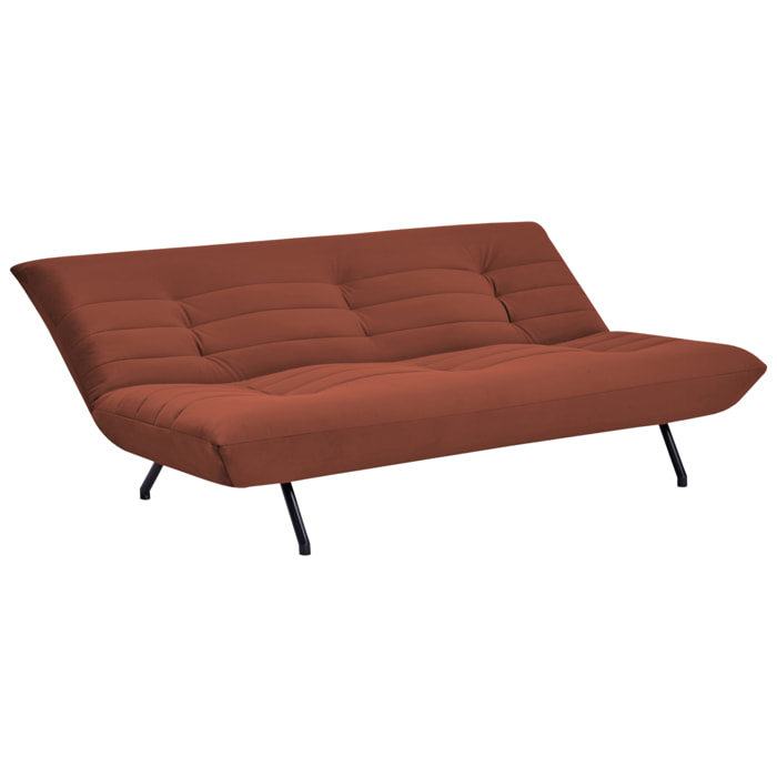 Canapé convertible 3 places en velours terracotta ANATOLE