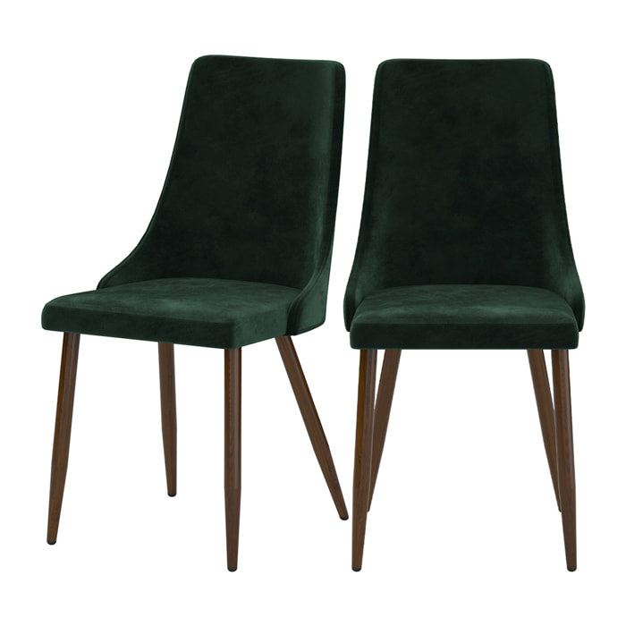 Lot de 2 chaises en velours vert - Vinni