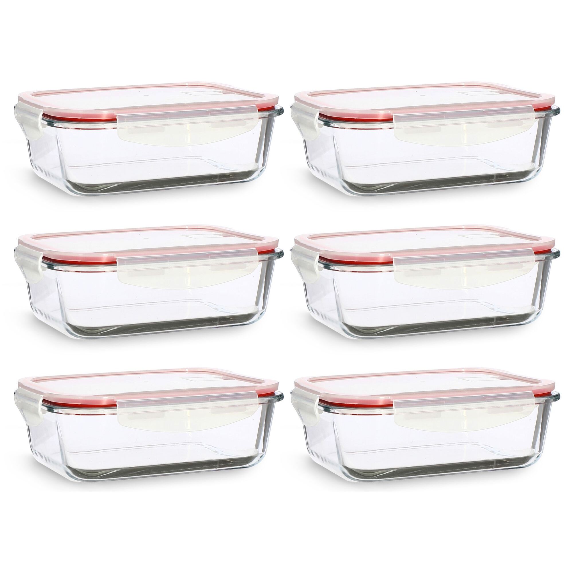 Lot de 6 boîtes hermétiques 1040ml en verre CLEMENTINE