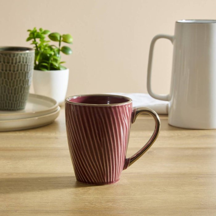 Mug à rayures Ella 35cl grenat