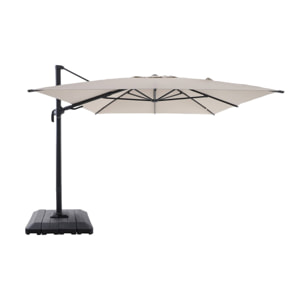 Parasol déporté rectangulaire 3x4m + housse et dalles à lester 98x98cm OMBREA