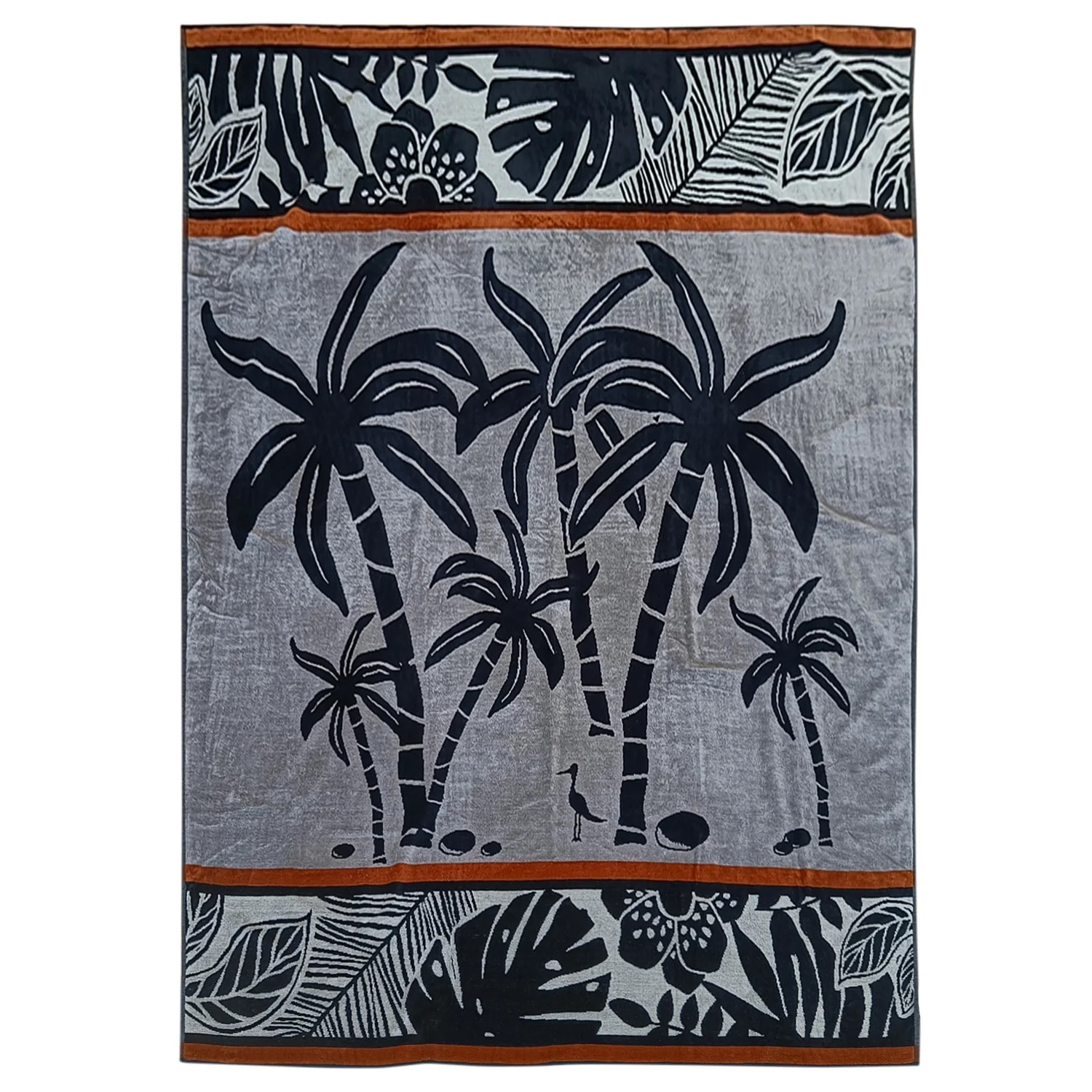 Serviette de plage XL éponge velours Jacquard Gris 140x180 400g/m² - Inagua