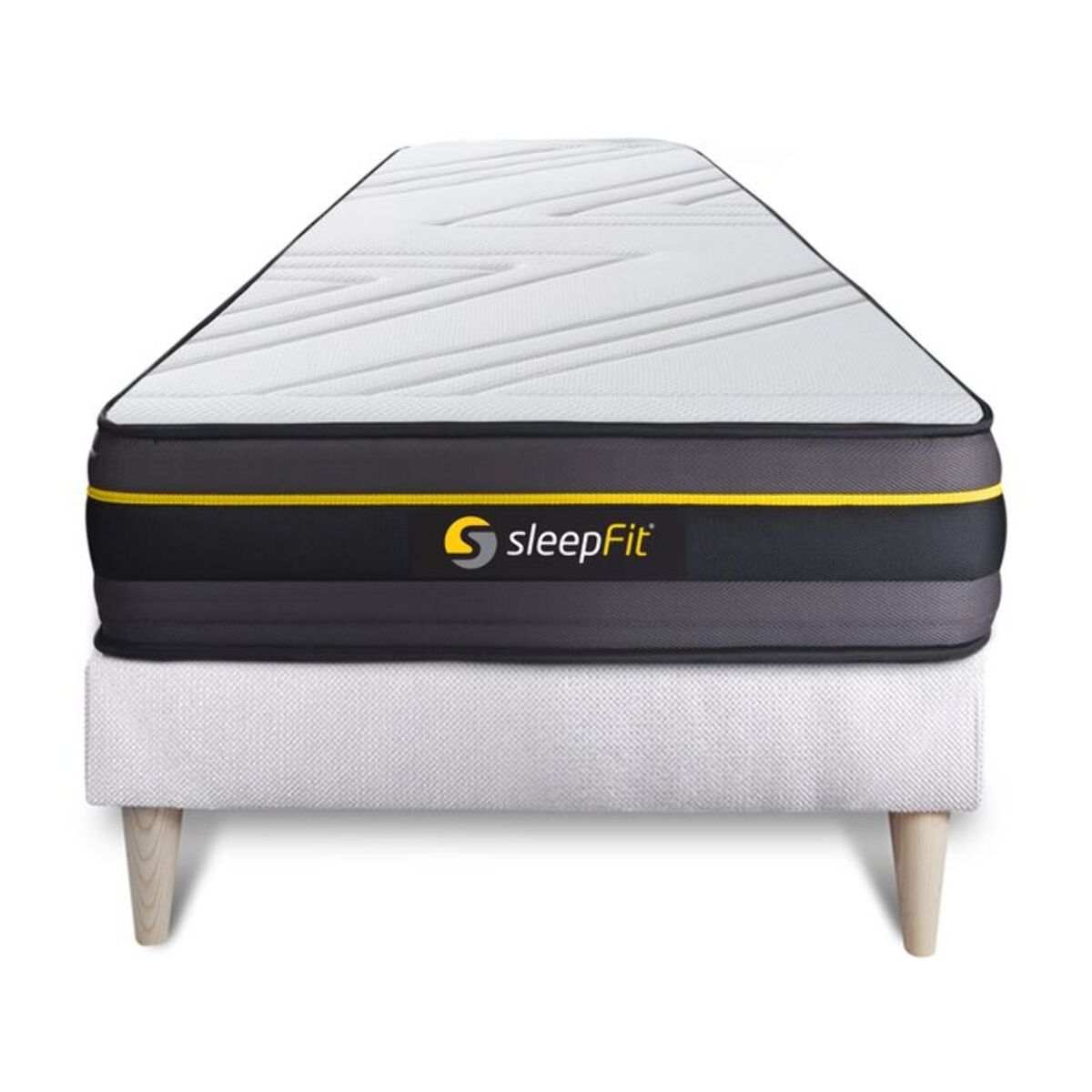 Ensemble Matelas Sommier 90x200 cm - Sommier Blanc (en kit) - Active