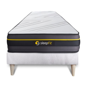 Ensemble Matelas Sommier 90x200 cm - Sommier Blanc (en kit) - Active
