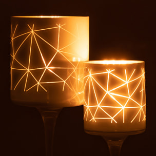 J-Line photophore Sur Pied Milano - verre - blanc/or - large