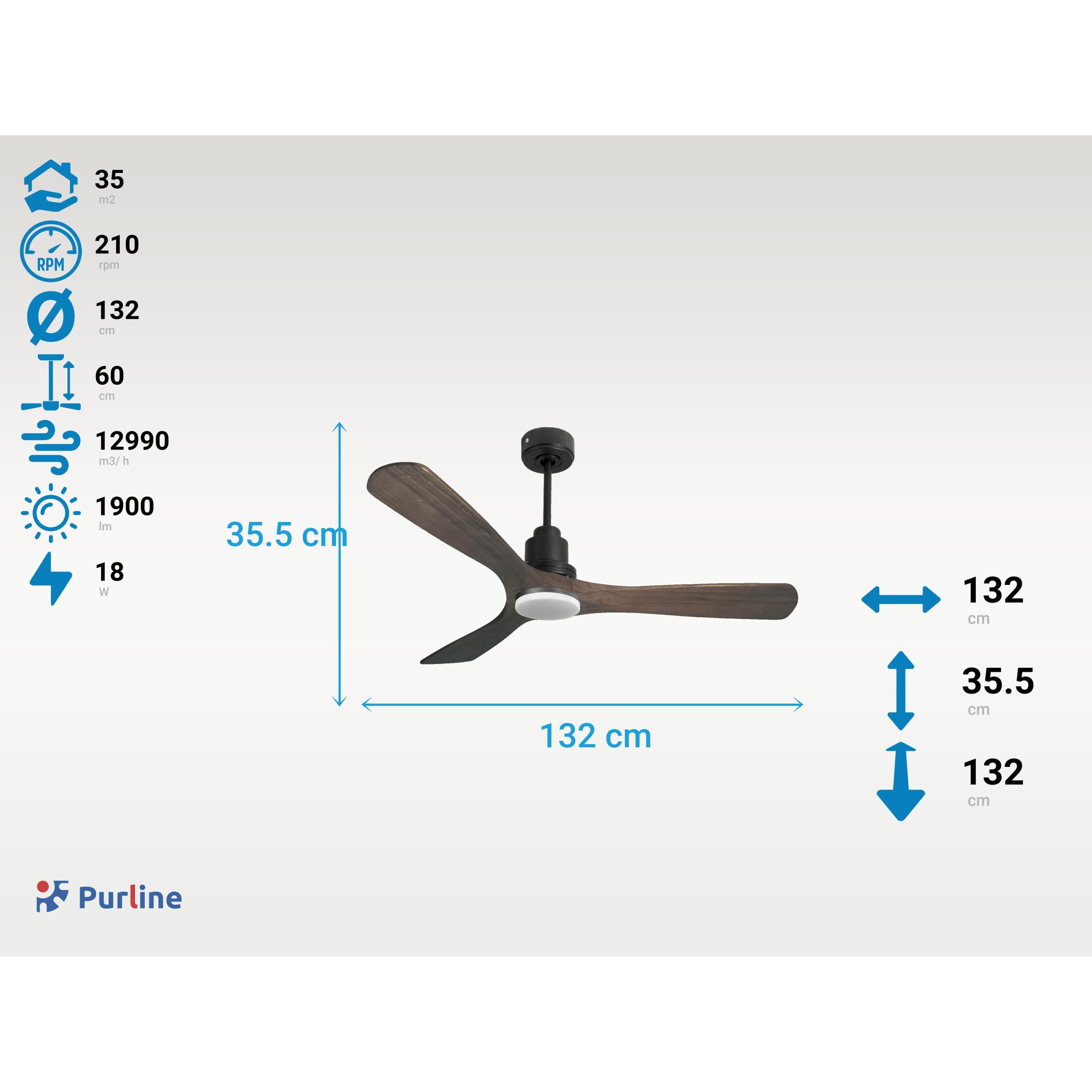 Ventilateur de plafond Réversible  Thermostat Dimmable Wifi Moteur à courant continu Toits en pente Télécommande Lumière à trois tons Hypersilence Mémoire