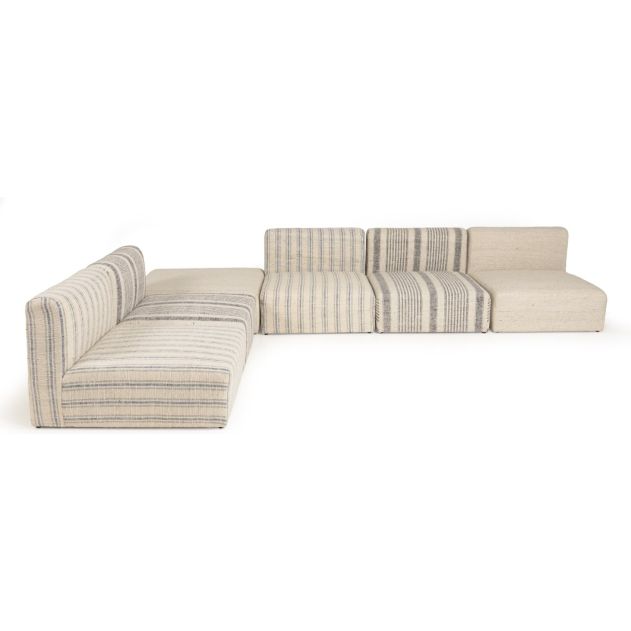 GLORIA - Canapé modulable 6 pièces en coton gris et beige