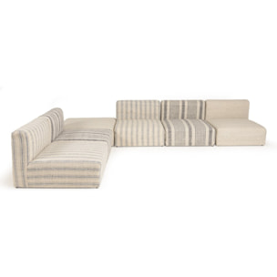 GLORIA - Canapé modulable 6 pièces en coton gris et beige