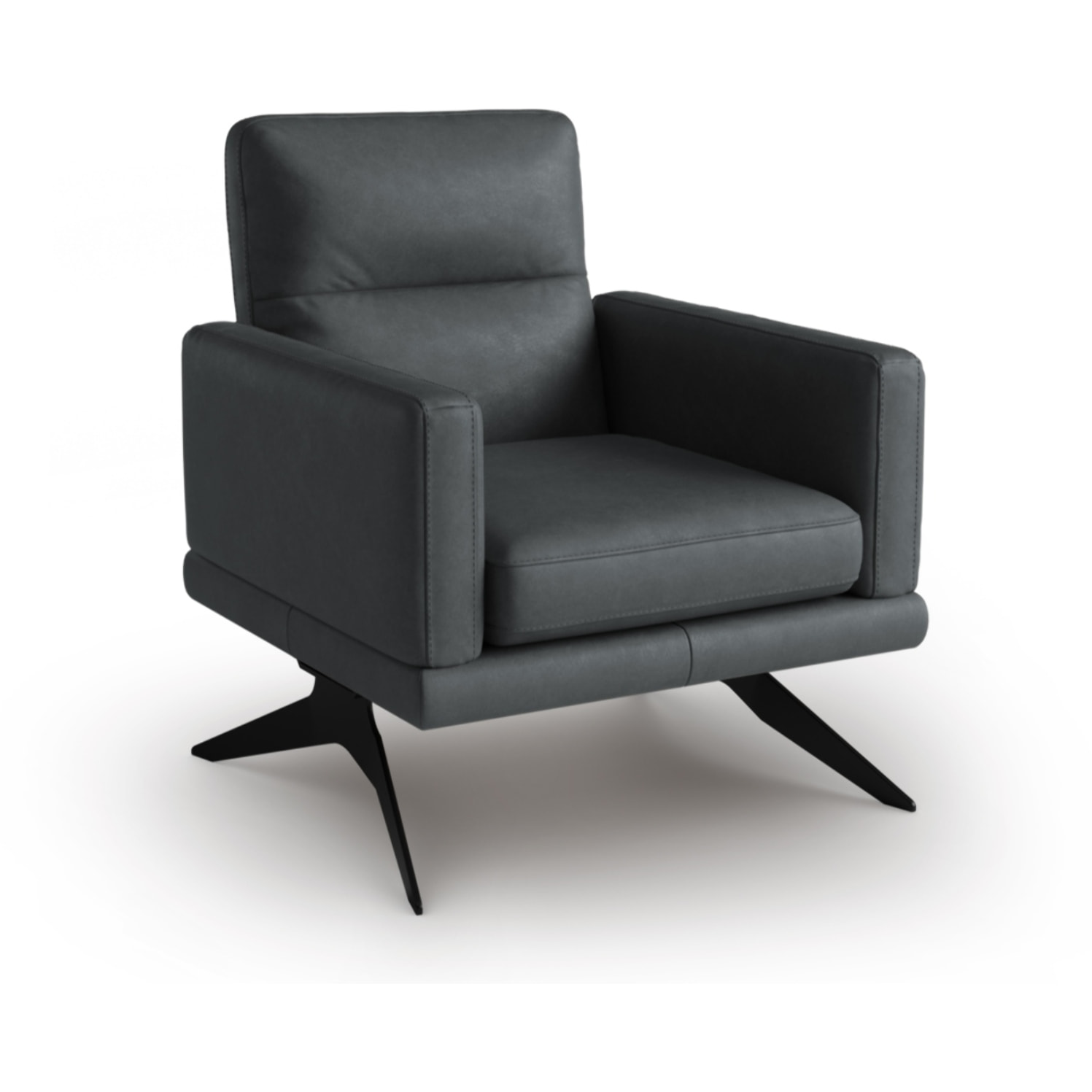 Fauteuil "Ange" en cuir véritable bleu gris