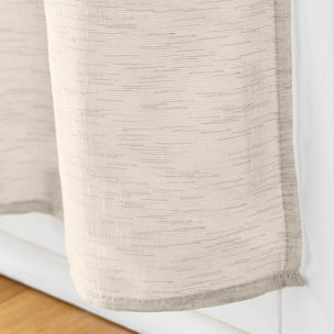 Paire de voilages passe-tringle en voile tissé pour porte-fenêtre - Lin