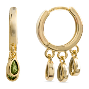 Pendientes de Circonita Esmeralda acabados en oro amarillo de 18k